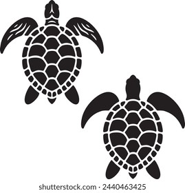 Sea turtle silhouette isolated on a white background.