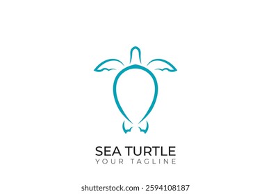 Sea turtle silhouette logo design, simple abstract sea turtle logo design with blue color