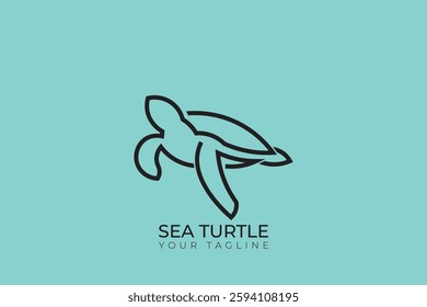 Sea turtle silhouette logo design, simple abstract sea turtle logo design with blue color