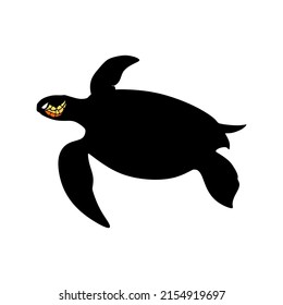 sea turtle silhouette logo or icon