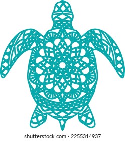Sea turtle silhouette mandala vector 