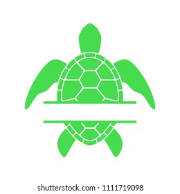 Sea turtle. Turtle silhouette - split monogram. Vector icon isolated on white background.