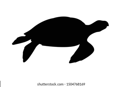 Sea turtle silhouette vector, Animal in black and white.