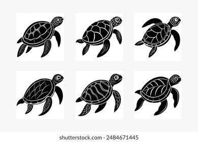 Sea Turtle silhouette vector art illustration