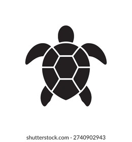 Sea Turtle Silhouette Vector Illustration with Geometric Shell Pattern