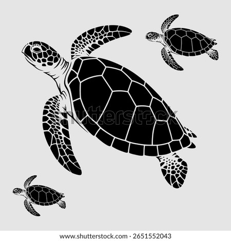 Sea Turtle Silhouette Vector Illustration