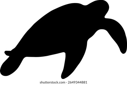 Sea Turtle Silhouette Vector Ocean Animal Clipart in Black