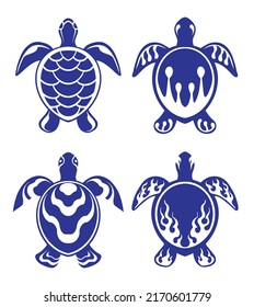 sea  turtle silhouette vector set