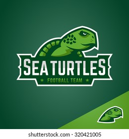 Sea turtle sports emblem mascot logo graphic design