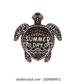 Sea turtle, summer day inscription