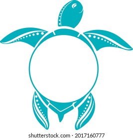 Sea Turtle svg vector Illustration isolated on white background.  Monogram turtle silhouette cut file. Sea animal svg. Concept undersea world illustration svg