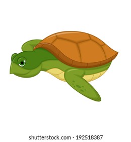 Sea Turtle Swiming Cartoon