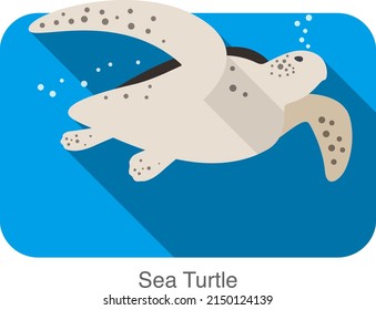 Sea Turtle swimming in the sea, flat illustration vector