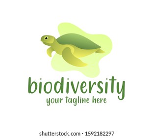 Sea turtle swimming in the ocean, illustration and logo design. Animal, underwater world, wildlife and nature, vector design