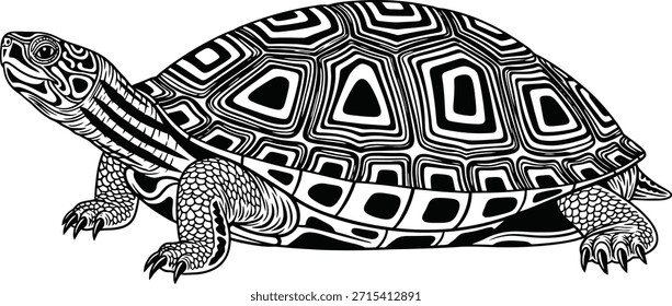 Ilustración vectorial de silueta de natación de tortuga marina para logotipos de conservación marina y arte gráfico de animales marinos.
