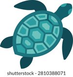 Sea turtle swimming vector illustration isolated on white