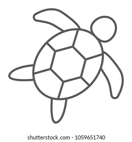 Sea turtle thin line icon, animal and underwater, aquatic sign vector graphics, a linear pattern on a white background, eps 10.