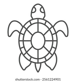 Sea turtle thin line icon, animals and wildlife concept. Vector graphics. Tortoise animal sign on white background, outline style icon for mobile or web design