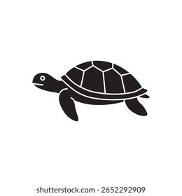 Sea Turtle, Tortoise, Amphibian Reptile Solid Flat Vector Icon Isolated on White Background.