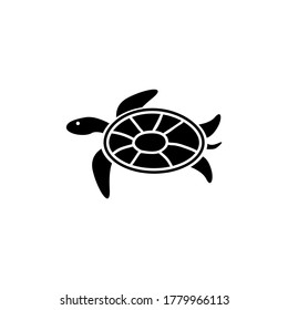 Sea Turtle, Tortoise, Marine Reptile. Flat Vector Icon illustration. Simple black symbol on white background. Sea Turtle, Tortoise, Ocean Reptile sign design template for web and mobile UI element