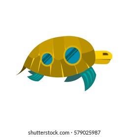 Sea turtle toy with windows icon isolated on a white background