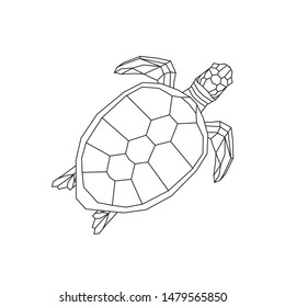 Sea turtle triangle polygonal model on white isolated background. Vector illustration