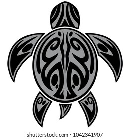 Sea Turtle Tribal Tattoo Illustration - A vector cartoon illustration of a Sea Turtle Tribal Tattoo concept.
