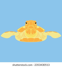 Sea Turtle Turquoise Oceanlife Vector Art, With a blue background.