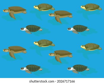 Sea Turtle Various Cartoon Character Seamless Wallpaper Set 1