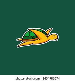 Sea turtle vector character. Animal design elements for sport team branding, T-shirt, label, badge, card or illustration.