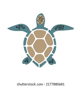 Sea Turtle. Vector color hand drawn illustration isolated on white background.