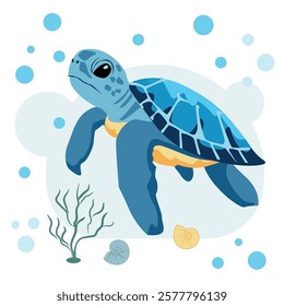 Sea turtle vector drawing for children's creativity and development.