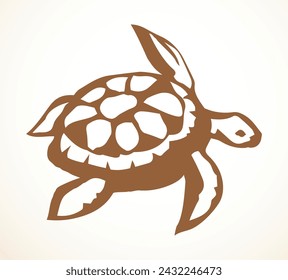 Sea turtle. Vector drawing icon
