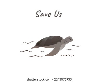 sea turtle vector for global warming campaign