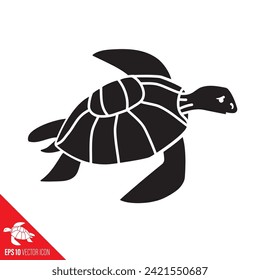 Sea turtle vector glyph icon