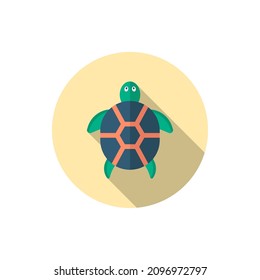 Sea turtle vector icon animal, flat design, long shadow