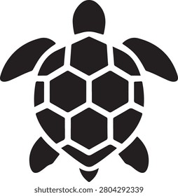 Sea turtle vector icon, black silhouette of a turtle isolated on white background, tortoise symbol.