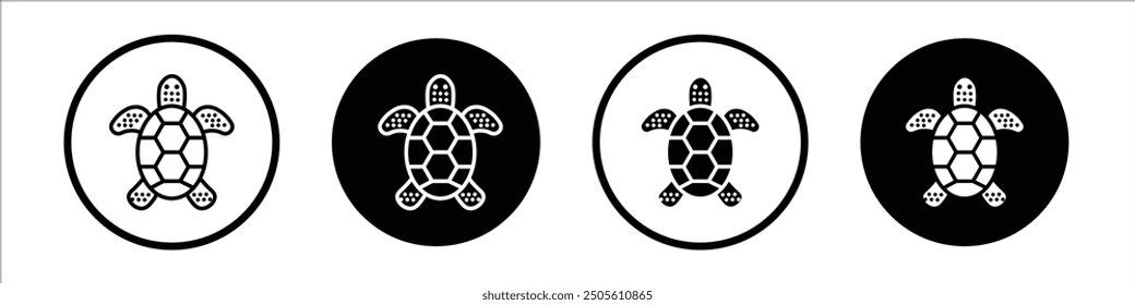 Sea turtle vector icon set black filled and outlined style.