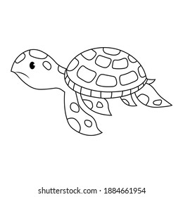 Sea turtle vector illustration cartoon isolated on white background. Marine turtle vector cartoon coloring page.