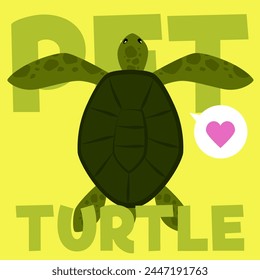 Sea turtle. Vector illustration of a poster of a sea turtle with space for text, done in a flat design. Ideal for educational and promotional materials.