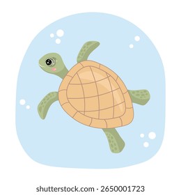 Sea turtle. Vector Illustration for printing, backgrounds, covers and packaging. Image can be used for greeting cards, posters, stickers and textile. Isolated on white background.