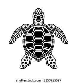 Sea turtle vector illustration in vintage monochrome style isolated on white background