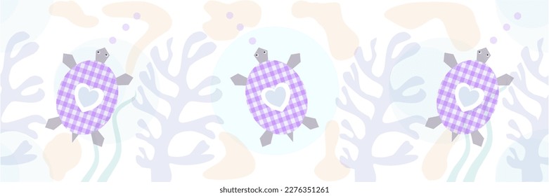 Sea turtle vector pattern seamless watercolor or transparent color hand drawn for kid product fabric textile card wallpaper wrapping paper packaging summer beach fashion swimming wear poster.