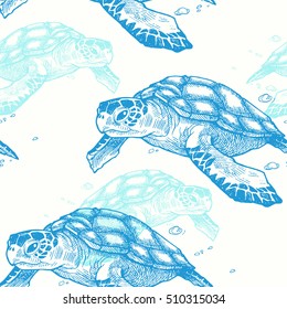 Sea Turtle Hand Drawn Vector Illustration Stock Vector (Royalty Free ...