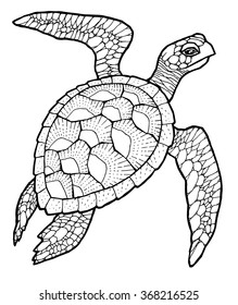 sea turtle - vector stylized drawing