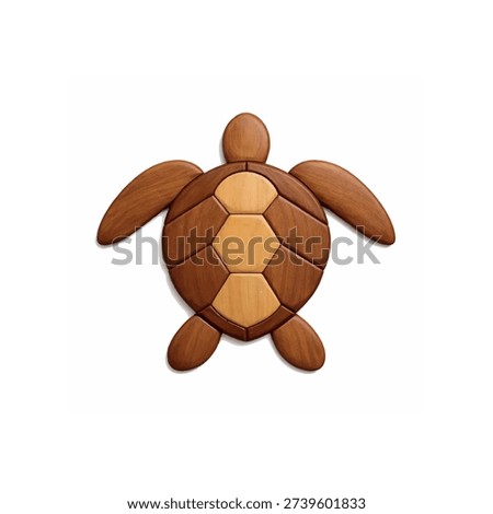 Sea turtle wall art in handcrafted intarsia wood style with natural wood grain
