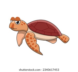 Sea turtle. Wildlife cartoon illustration