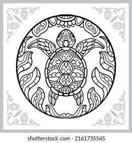 sea turtle zentangle arts. isolated on white background.