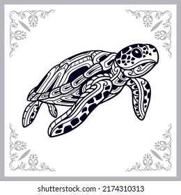 Sea turtle zentangle arts. isolated on white background.