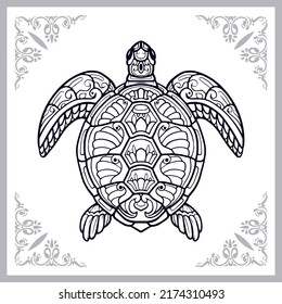 sea turtle zentangle arts. isolated on white background.
